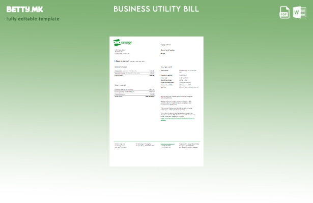 Модерен стил шаблон за деловни сметки за комунални услуги Ovo Energy